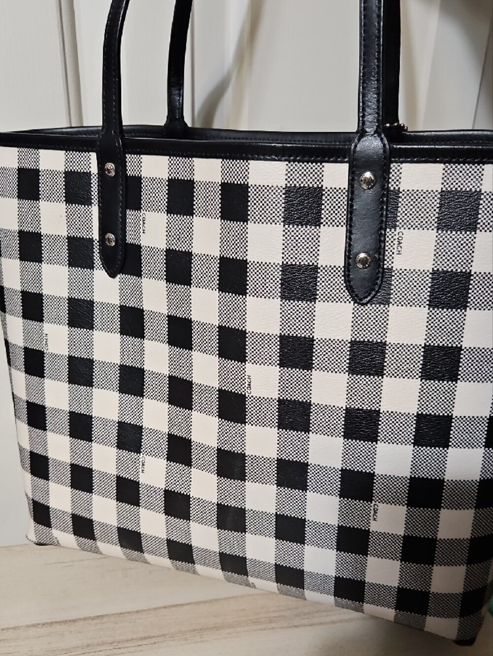 Coach EUC Plaid City Tote - Picture 2 of 9